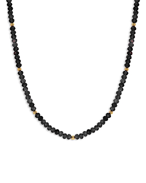 14K Yellow Gold Onyx Bead Collar Necklace, 16