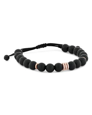 Alberto Milani Men's 18K Rose Gold, Diamond & Onyx Beaded Bracelet
