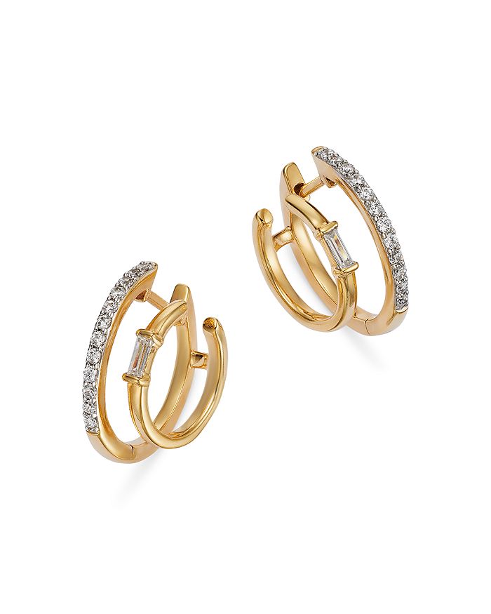 Bloomingdale's Diamond Double Hoop Earrings in 14K Yellow Gold, 0.25 ct