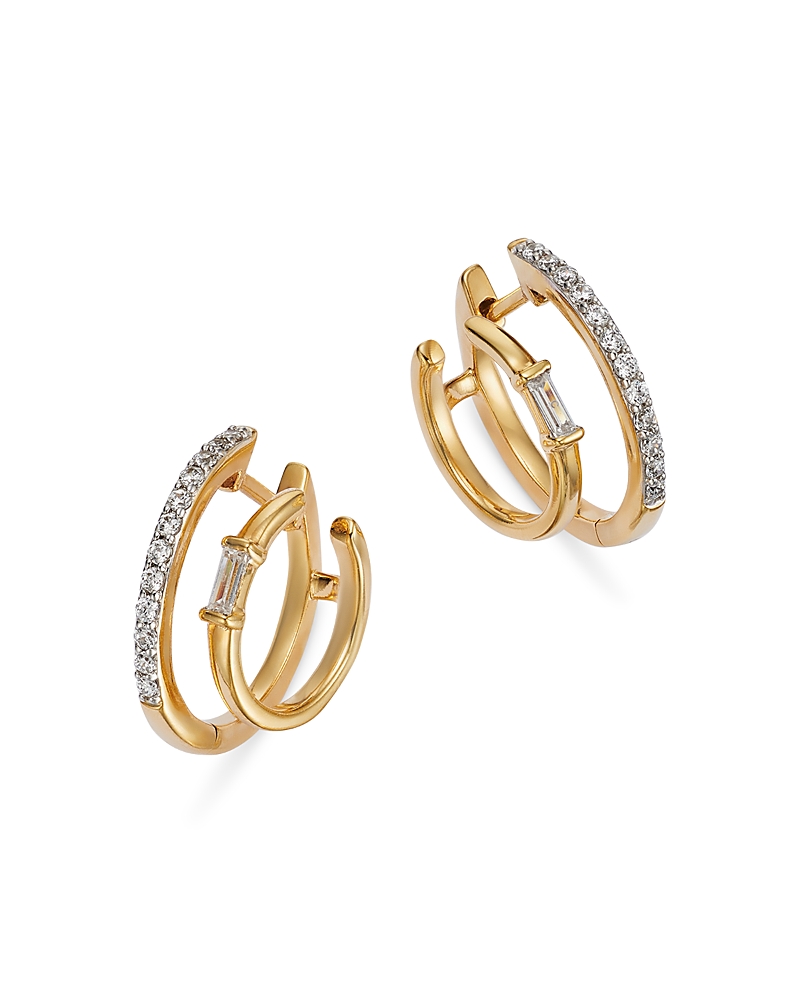 Bloomingdale's Diamond Double Hoop Earrings In 14k Yellow Gold, 0.25 Ct. T. W. - Exclusive In Gold