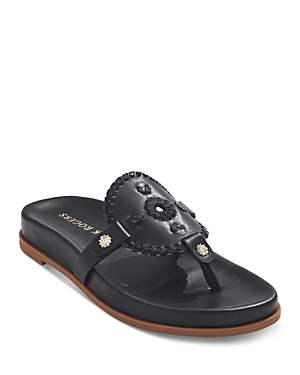 Shop Jack Rogers Collins Round Toe Slip On Sandals In Black/black