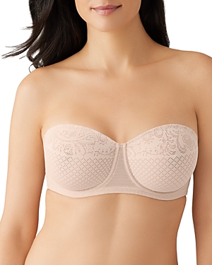 Shop Wacoal Visual Effects Strapless Lace Minimizer Bra In Sand