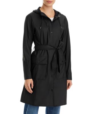 Curve Hooded Belted Waterproof Jacket