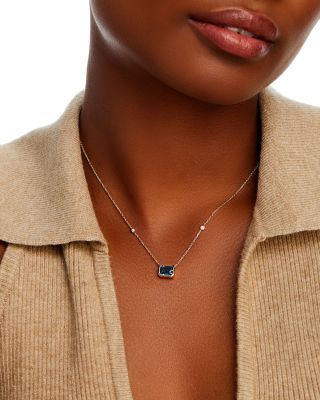 London Blue Topaz & Diamond Pendant Necklace in 14K Yellow Gold, 18" 