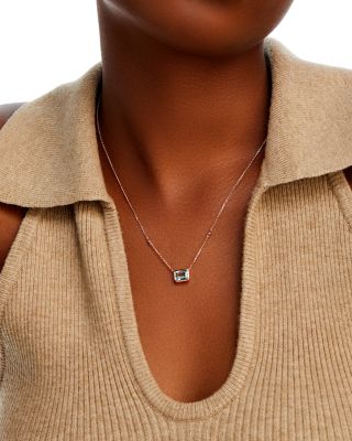 Aquamarine & Diamond Pendant Necklace in 14K Rose Gold, 18" 