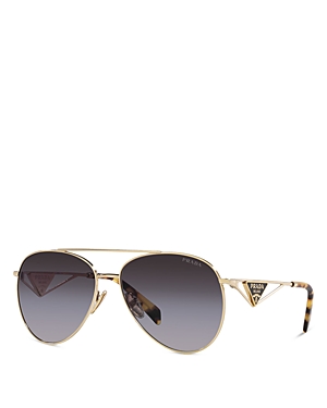 Shop Prada Symbole Aviator Sunglasses, 58mm In Gold/gray Gradient