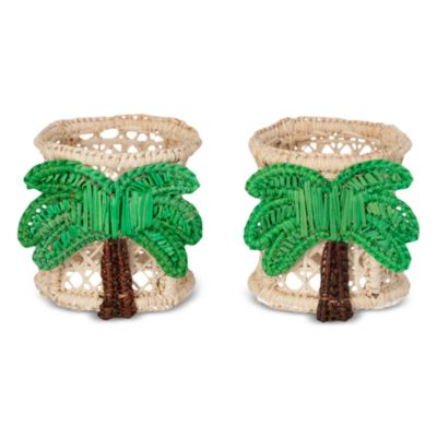 Mercedes Salazar Palmeras Raffia Napkin Rings Set of 2 - Thumbnail 3