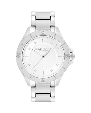 Shop Olivia Burton Sports Luxe Watch, 36mm In White/silver