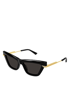 Shop Bottega Veneta Combi Cat Eye Sunglasses, 54mm In Black/gray Solid