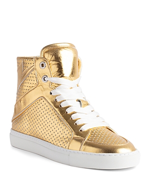 Shop Zadig & Voltaire Women's High Flash Vintage High Top Sneakers In Gold