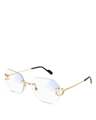 C Décor 24K Gold Plated Blue Light & UV Rectangular Glasses, 57mm