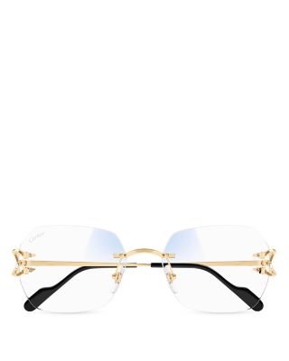 C Décor 24K Gold Plated Blue Light & UV Rectangular Glasses, 57mm