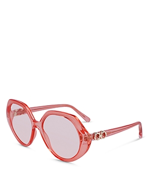Ferragamo Gancini Geometric Sunglasses, 58mm In Pink