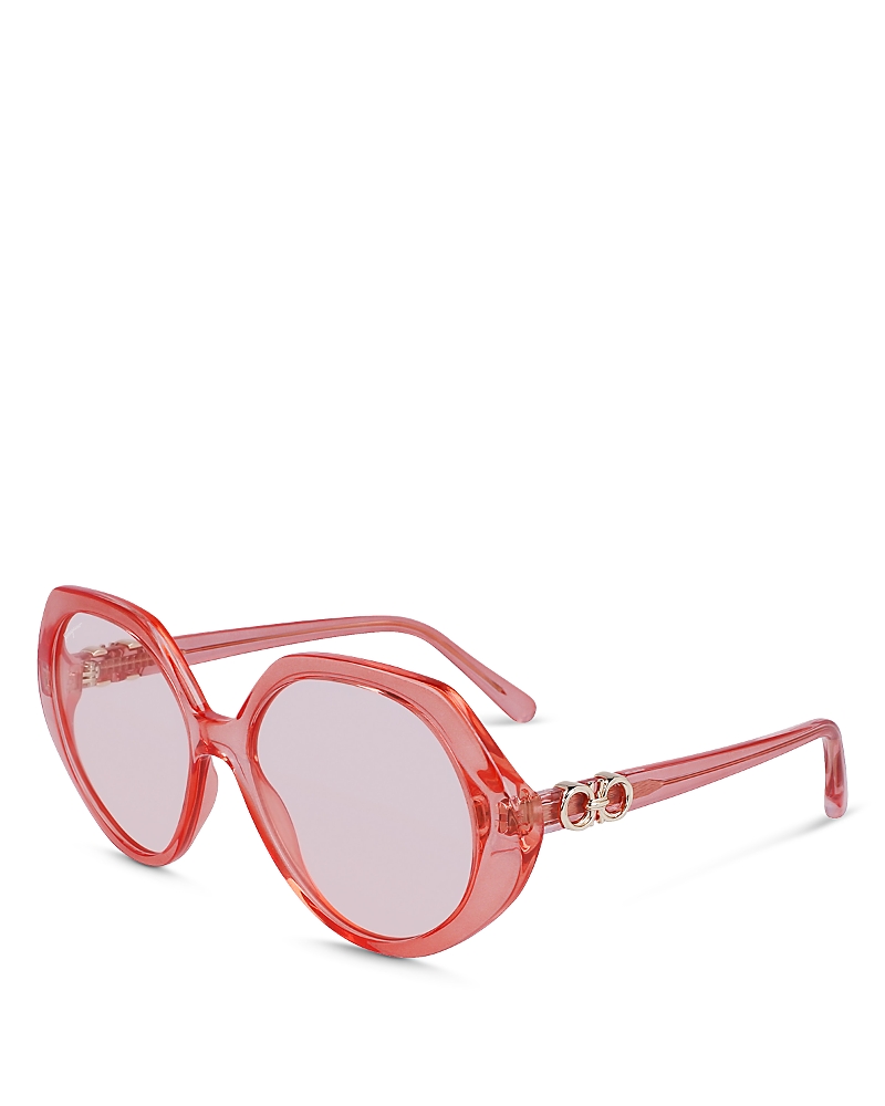 Ferragamo Gancini Geometric Sunglasses, 58mm In Pink/pink Solid