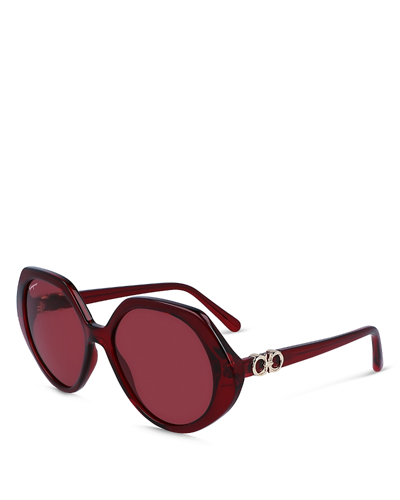 Ferragamo 58mm Polarized Modified Oval Sunglasses In Red/red Solid