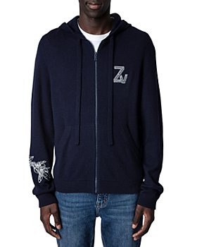 Zadig & Voltaire - Clash Merino Wool & Cashmere Floral Skull Embroidered Full Zip Hooded Cardigan
