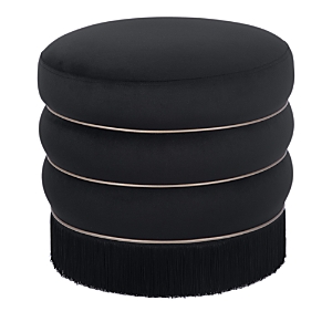 Tov Furniture Lakka Velvet Ottoman In Black