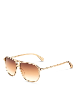 Rag & Bone Rectangular Aviator Sunglasses, 58mm In Gold/orange Gradient