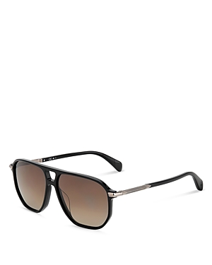 Shop Rag & Bone Rectangular Aviator Sunglasses, 58mm In Black/brown Gradient