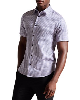 Ted Baker - STRISHO Cotton Blend Printed Button Down Shirt 