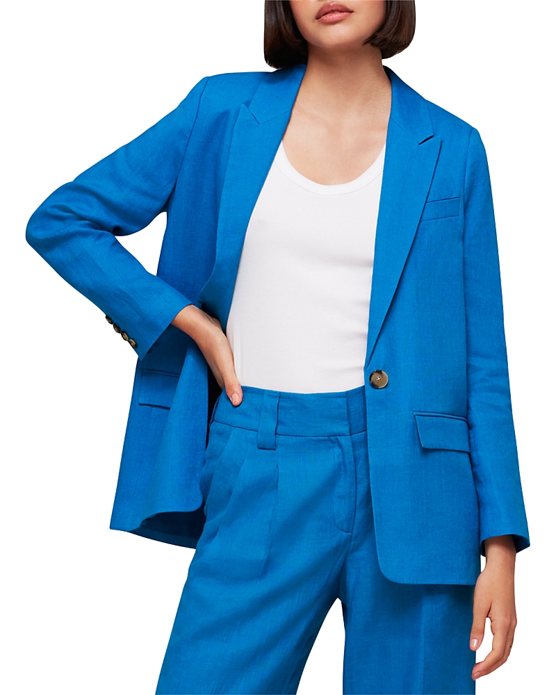 Whistles Lucy Linen Blazer In Blue