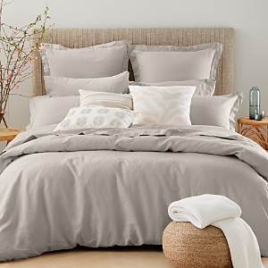 Aqua Linen Duvet Cover Set, Full/queen In Fog