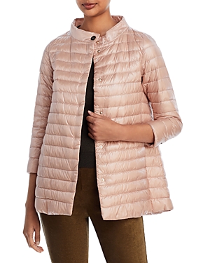 Herno Nylon Three Quarter-sleeve Down Coat In Blush