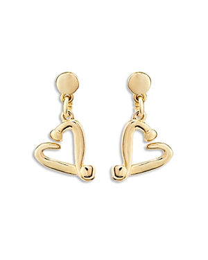 Uno De 50 One Love Heart Drop Earrings In 18k Gold Plated