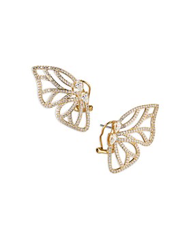 Nadri - Flutter Cubic Zirconia Butterfly Clip On Statement Stud Earrings in 18K Gold Plated 