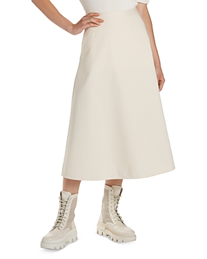 Moncler Ribbed-knit Wool And Cashmere Midi Skirt In White