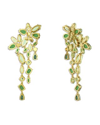 Swarovski Gema Green Crystal Flower Clip On Chandelier Earrings in