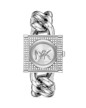 Shop Michael Kors Mk Chain Lock Watch, 25mm X 25mm In Silver