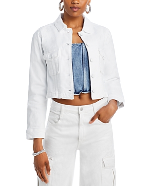 Shop Paige Pacey Cropped Denim Jacket In Crsp Wht