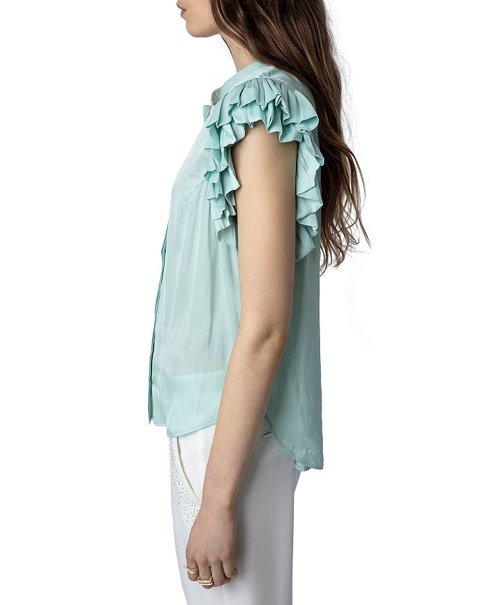 Zadig & Voltaire Ruffled-sleeve Blouse In Celadon