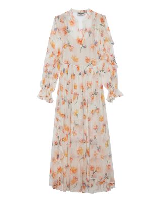 Riciny Mousseline Ruffled Floral Maxi Dress