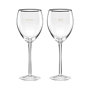 Shop Kate Spade New York Cheers To Us Sweet And Dry Wine Glasses, Set Of 2 In Clear