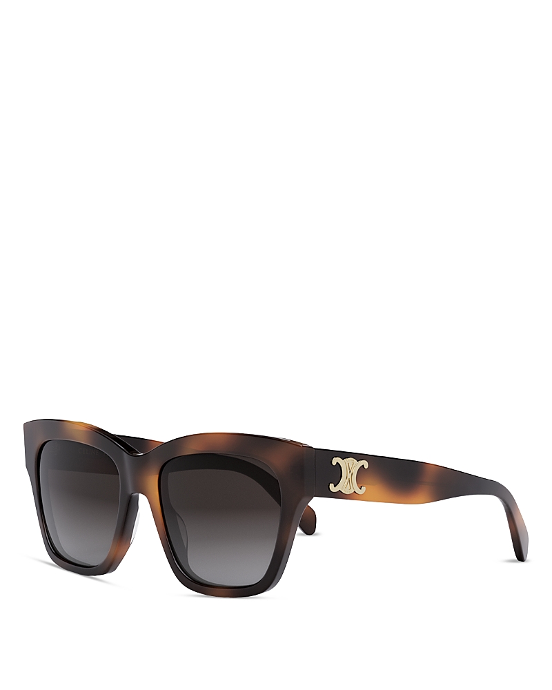 Celine Triomphe Geometric Sunglasses, 55mm In Havana/gray Gradient