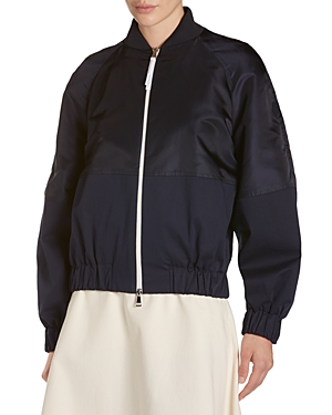 Shop Moncler Gobie Mixed Media Bomber Jacket In Dark Blue