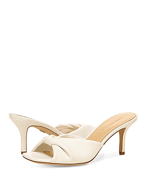 Veronica Beard Melli Twist Leather Kitten-heel Sandals In Snow