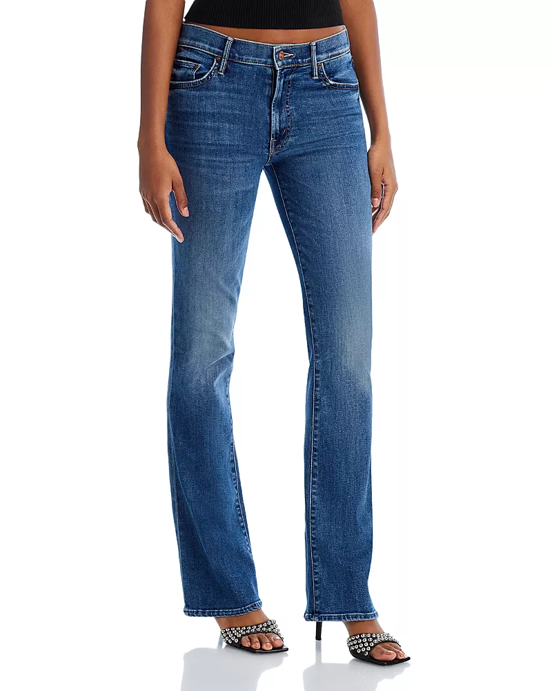 Mother The Outside Ankle Mid Rise Bootcut Jeans in Dark And Stormy Night