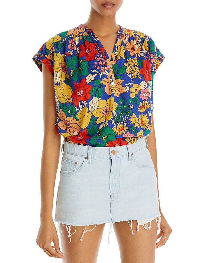 MOTHER The Slow Ride Cotton Floral Popover Top | Bloomingdale's