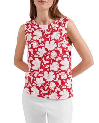 Hobbs London Maddy Cotton Top In Red Multi | ModeSens