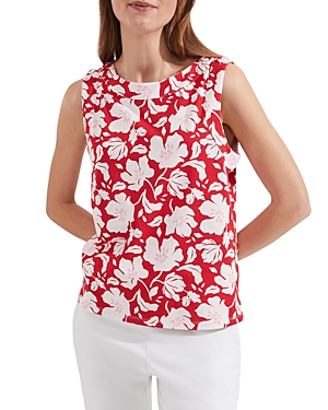 Hobbs London Maddy Cotton Top In Red Multi