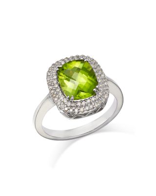 Bloomingdale's Fine Collection - Peridot & Diamond Halo Ring in 14K White Gold