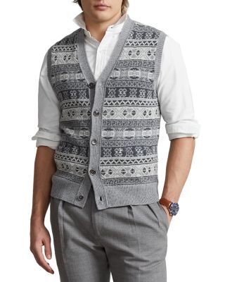 Polo Ralph Lauren Cotton, Cashmere & Linen Fair Isle Regular Fit V Neck  Sweater Vest