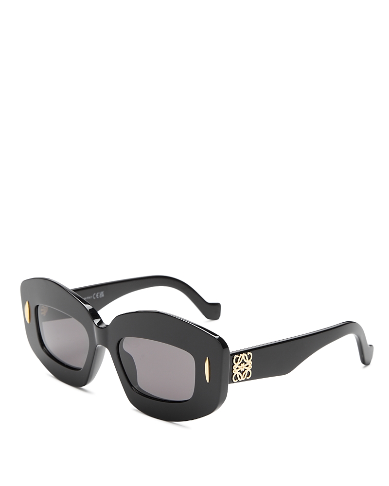 Loewe Silver Screen 49mm Rectangular Sunglasses In Black/gray Solid