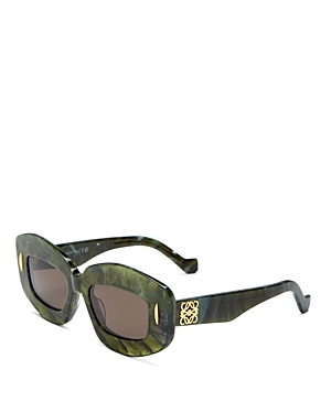 Loewe Chunky Anagram Lw40114i 96e Geometric Sunglasses In Green/brown Solid