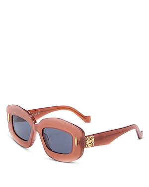 Loewe Chunky Anagram Rectangular Sunglasses, 49mm In Red/smoke