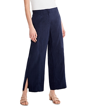 Nic + Zoe Rumba Park Slit Hem Linen Blend Wide Leg Pants In Dark Indigo