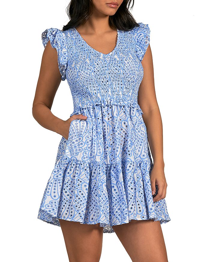 Elan V Neck Ruffle Sleeve Dress | Bloomingdale's